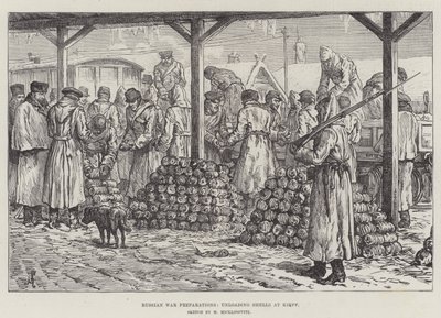Preparativos de guerra rusos, descargando proyectiles en Kiev de Johann Nepomuk Schonberg
